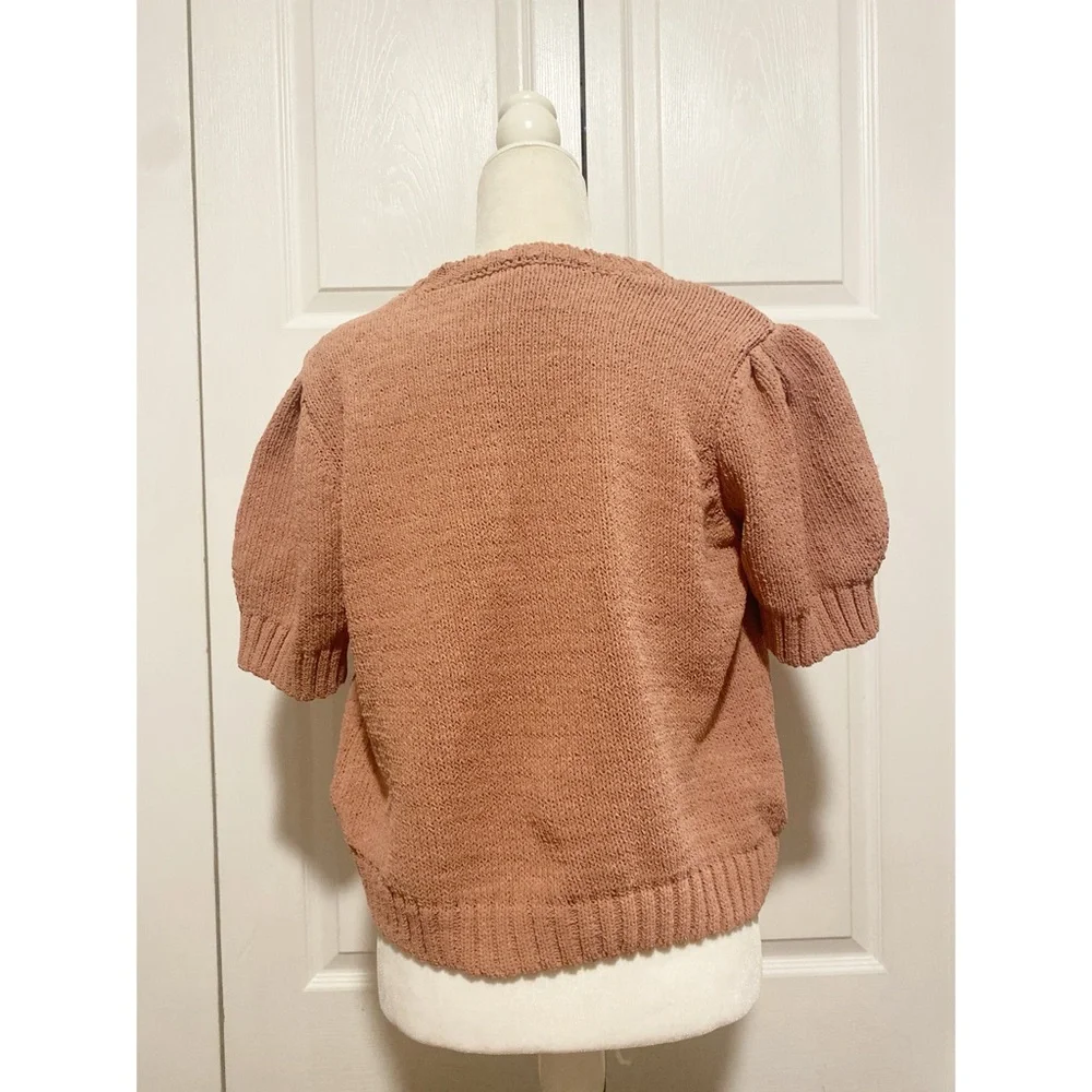 Joie Rosette Dusty Rose Short Sleeve Sweater Size XL